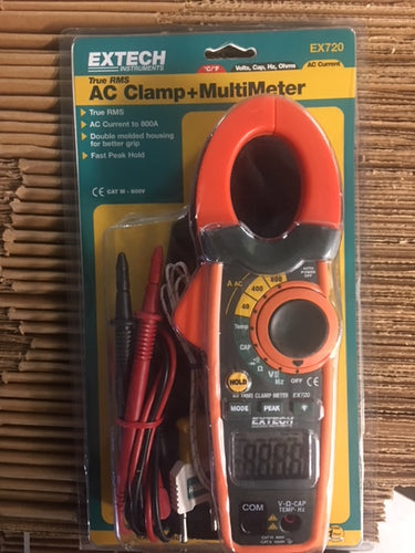 True-RMS AC Clamp Meter, 600VAC/DC, 800AAC Current & Type K